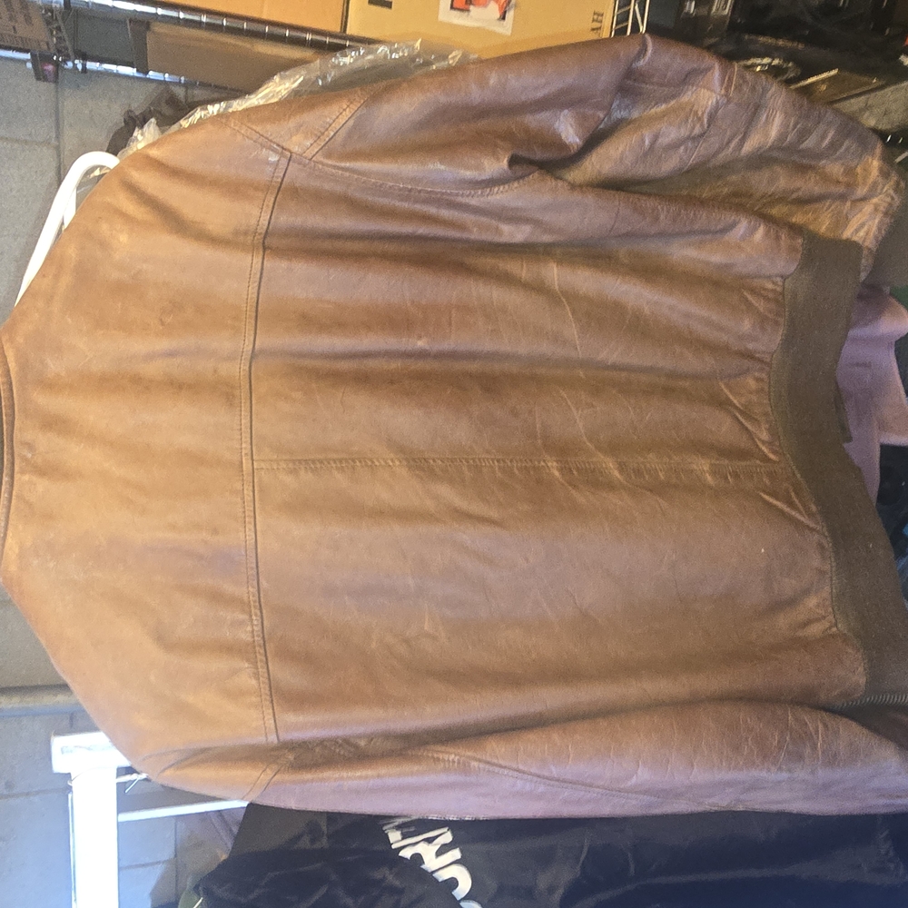 Classic Brown Leather Bomber Jacket